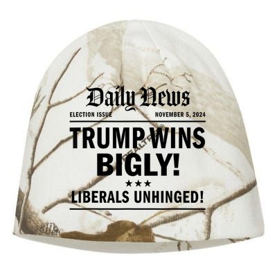 Trump Wins Bigly Headline Trump Wins 2024 Trump Victory Kati - Camo Knit Beanie