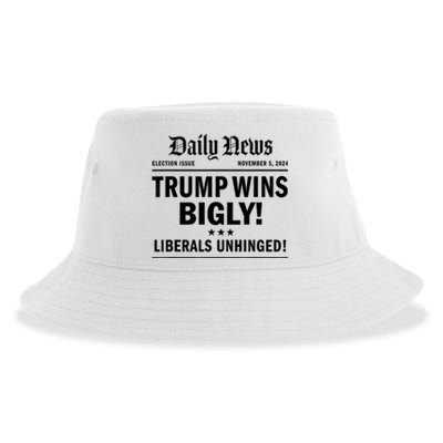 Trump Wins Bigly Headline Trump Wins 2024 Trump Victory Sustainable Bucket Hat