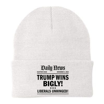 Trump Wins Bigly Headline Trump Wins 2024 Trump Victory Knit Cap Winter Beanie