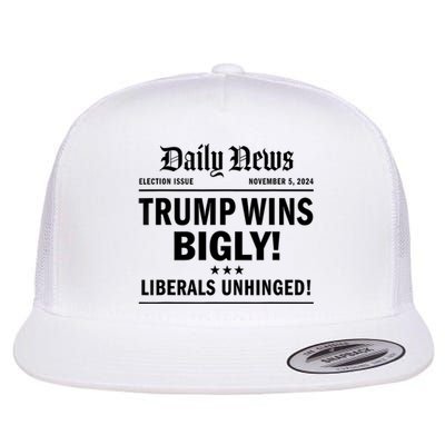 Trump Wins Bigly Headline Trump Wins 2024 Trump Victory Flat Bill Trucker Hat