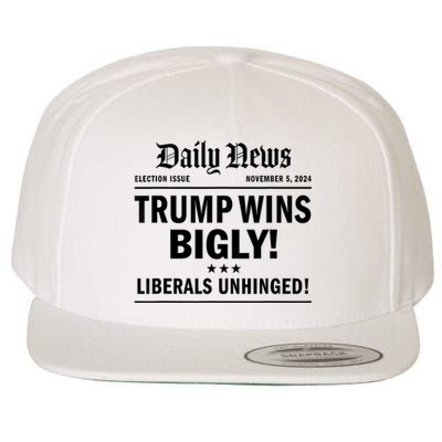 Trump Wins Bigly Headline Trump Wins 2024 Trump Victory Wool Snapback Cap