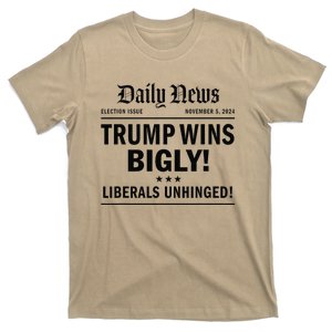 Trump Wins Bigly Headline Trump Wins 2024 Trump Victory T-Shirt