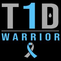 T1D Warrior Blue Grey Ribbon Type 1 Diabetes Awareness Gifts T-Shirt