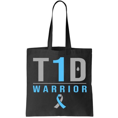 T1D Warrior Blue Grey Ribbon Type 1 Diabetes Awareness Gifts Bag