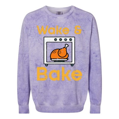 Thanksgiving Wake Bake Turkey Day Fall Chef Mom Colorblast Crewneck Sweatshirt