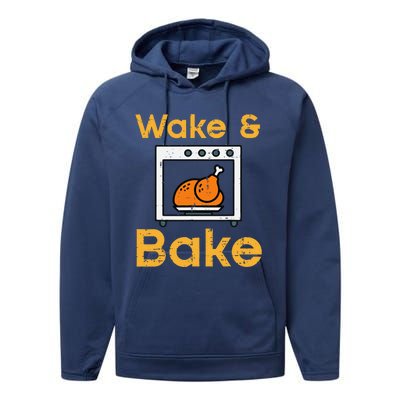 Thanksgiving Wake Bake Turkey Day Fall Chef Mom Performance Fleece Hoodie