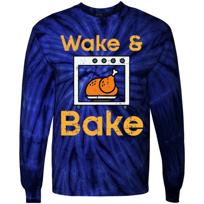 Thanksgiving Wake Bake Turkey Day Fall Chef Mom Tie-Dye Long Sleeve Shirt