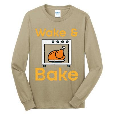 Thanksgiving Wake Bake Turkey Day Fall Chef Mom Tall Long Sleeve T-Shirt