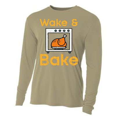 Thanksgiving Wake Bake Turkey Day Fall Chef Mom Cooling Performance Long Sleeve Crew