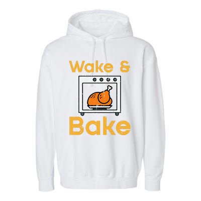 Thanksgiving Wake Bake Turkey Day Fall Chef Mom Garment-Dyed Fleece Hoodie