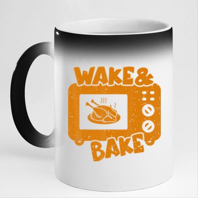 Turkey Wake Bake Feast Meal Dinner Thanksgiving Chef 11oz Black Color Changing Mug