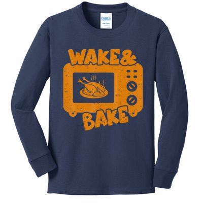 Turkey Wake Bake Feast Meal Dinner Thanksgiving Chef Kids Long Sleeve Shirt