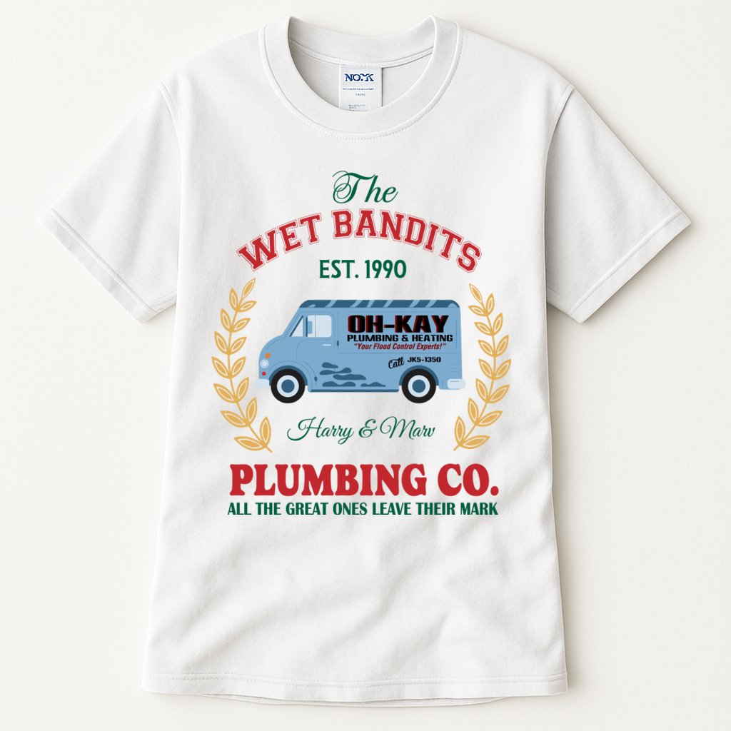 The Wet Bandits Est 1990 Plumbing Co Home Alone Christmas Xmas Holiday Tall T-Shirt