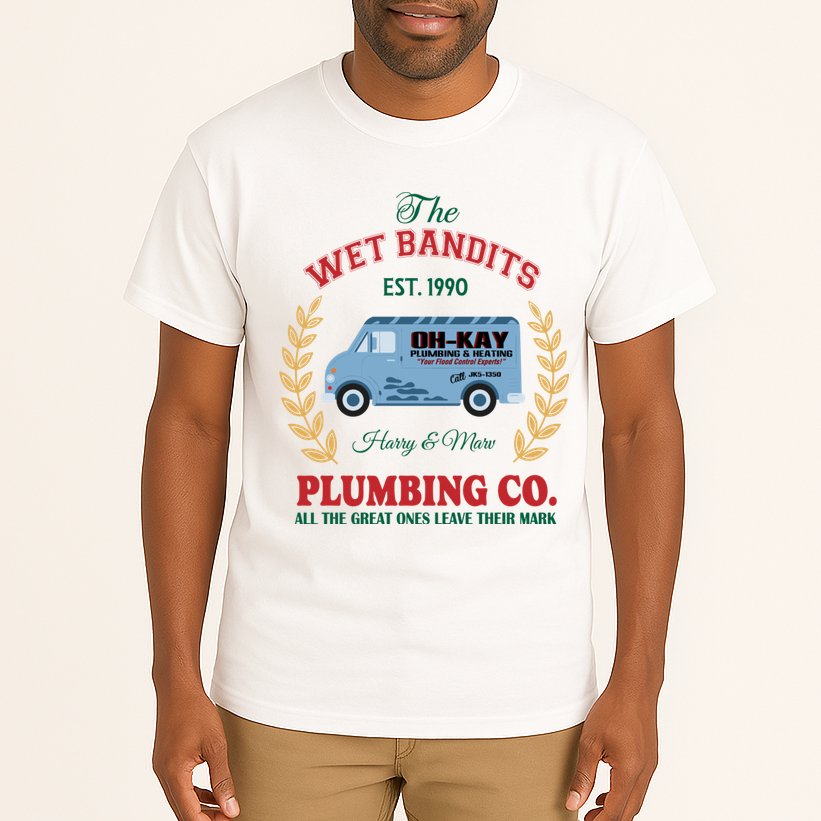 The Wet Bandits Est 1990 Plumbing Co Home Alone Christmas Xmas Holiday Tall T-Shirt