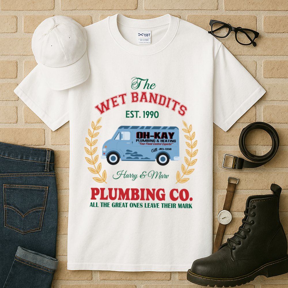 The Wet Bandits Est 1990 Plumbing Co Home Alone Christmas Xmas Holiday Tall T-Shirt