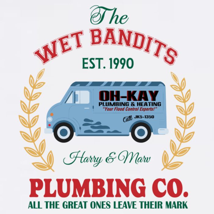 The Wet Bandits Est 1990 Plumbing Co Home Alone Christmas Xmas Holiday Tall T-Shirt