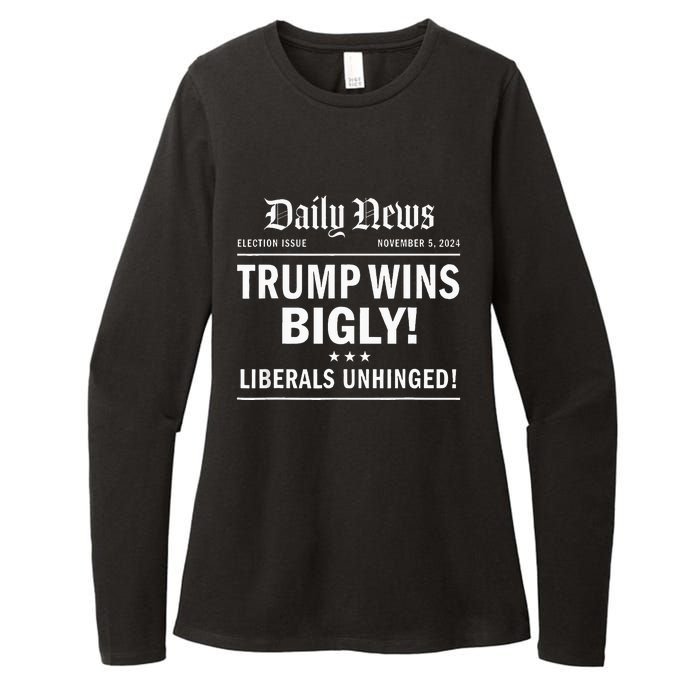 Trump Wins Bigly Headline Trump Wins 2024 Trump Won Womens CVC Long Sleeve Shirt