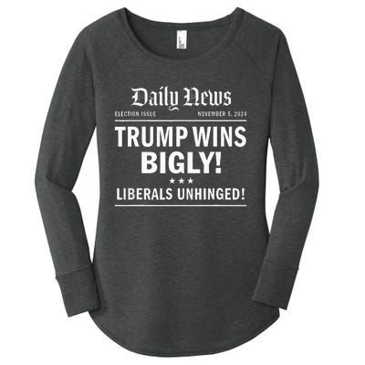 Trump Wins Bigly Headline Trump Wins 2024 Trump Won Women's Perfect Tri Tunic Long Sleeve Shirt