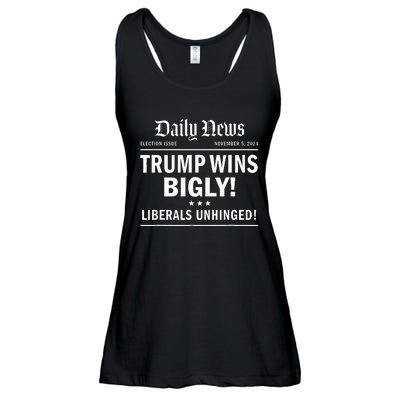 Trump Wins Bigly Headline Trump Wins 2024 Trump Won Ladies Essential Flowy Tank