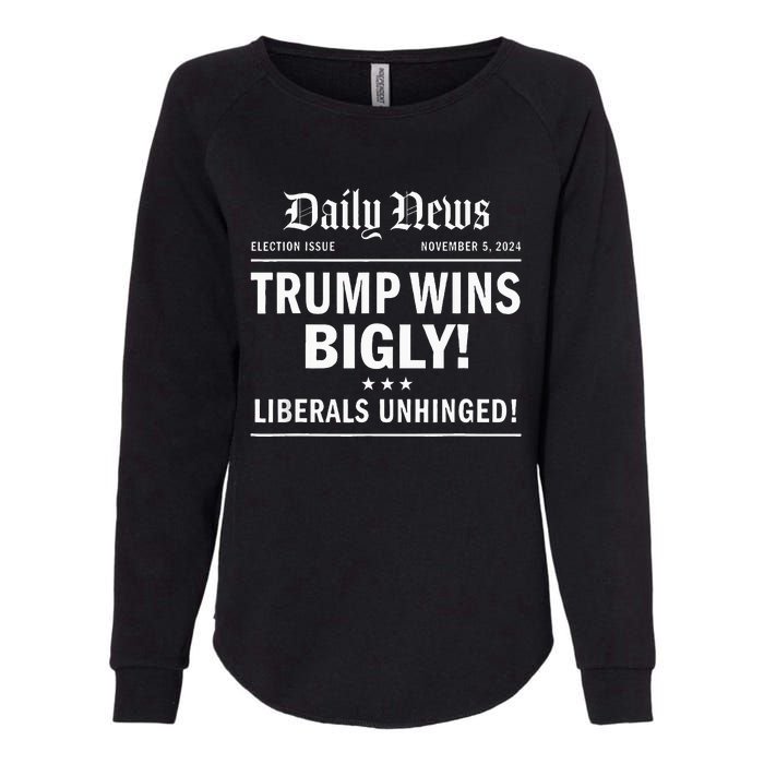 Trump Wins Bigly Headline Trump Wins 2024 Trump Won Womens California Wash Sweatshirt