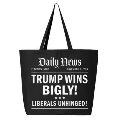 Trump Wins Bigly Headline Trump Wins 2024 Trump Won 25L Jumbo Tote