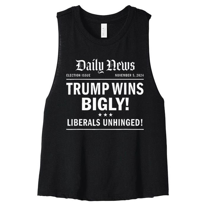 Trump Wins Bigly Headline Trump Wins 2024 Trump Won Women's Racerback Cropped Tank