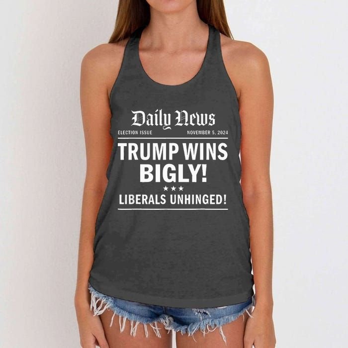 Trump Wins Bigly Headline Trump Wins 2024 Trump Won Women's Knotted Racerback Tank