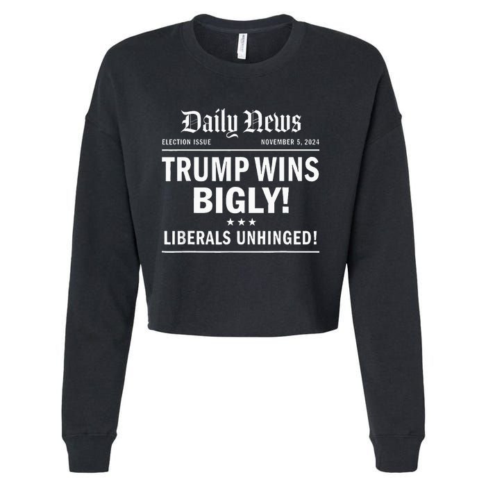 Trump Wins Bigly Headline Trump Wins 2024 Trump Won Cropped Pullover Crew