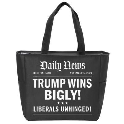 Trump Wins Bigly Headline Trump Wins 2024 Trump Won Zip Tote Bag