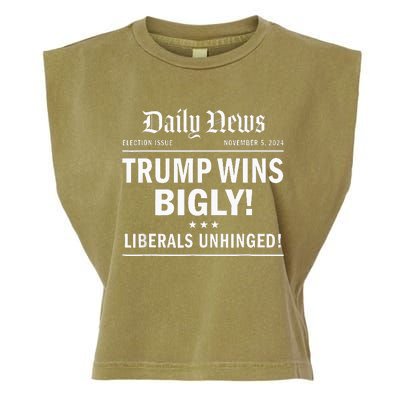 Trump Wins Bigly Headline Trump Wins 2024 Trump Won Garment-Dyed Women's Muscle Tee