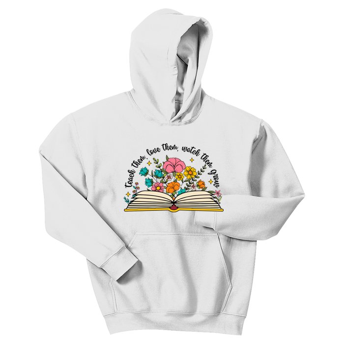 Teacher Wildflower Boho Book Lover Kids Hoodie