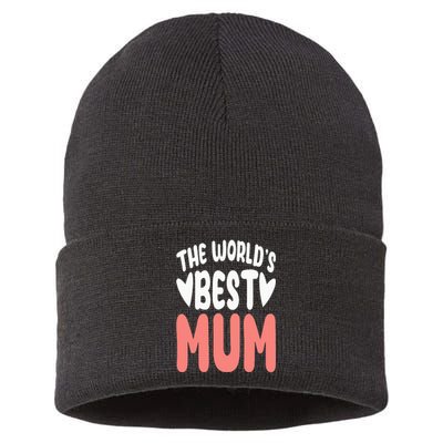 The World's Best Mum Mom Mother's Day Birthday Christmas Sustainable Knit Beanie