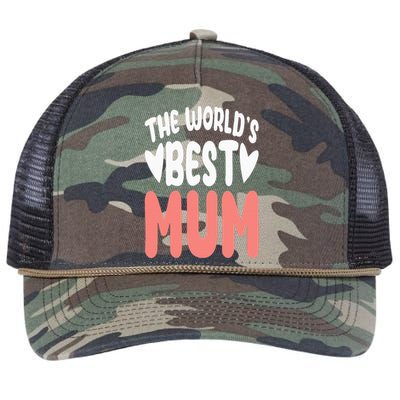 The World's Best Mum Mom Mother's Day Birthday Christmas Retro Rope Trucker Hat Cap