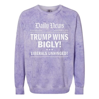 Trump Wins Bigly Headline Trump Wins 2024 Trump Won Colorblast Crewneck Sweatshirt