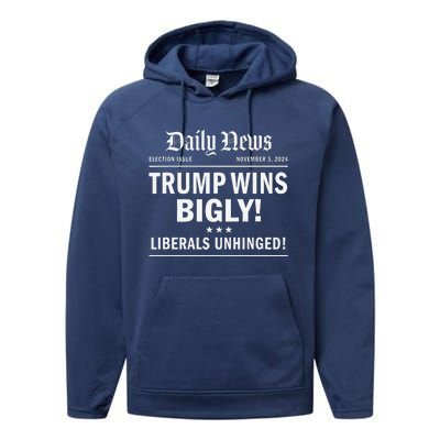 Trump Wins Bigly Headline Trump Wins 2024 Trump Won Performance Fleece Hoodie