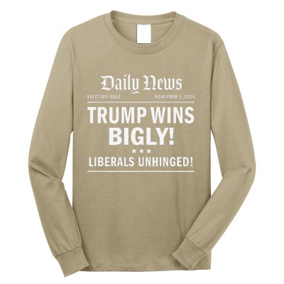 Trump Wins Bigly Headline Trump Wins 2024 Trump Won Long Sleeve Shirt