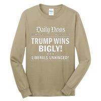 Trump Wins Bigly Headline Trump Wins 2024 Trump Won Tall Long Sleeve T-Shirt