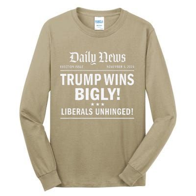 Trump Wins Bigly Headline Trump Wins 2024 Trump Won Tall Long Sleeve T-Shirt