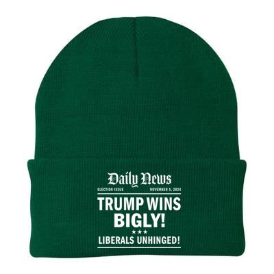 Trump Wins Bigly Headline Trump Wins 2024 Trump Won Knit Cap Winter Beanie