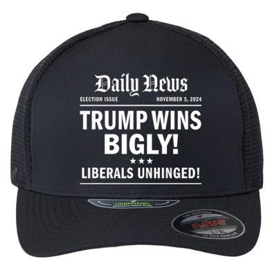 Trump Wins Bigly Headline Trump Wins 2024 Trump Won Flexfit Unipanel Trucker Cap