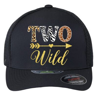 Two Wild Birthday Outfit Zoo Themed 2nd Birthday Flexfit Unipanel Trucker Cap