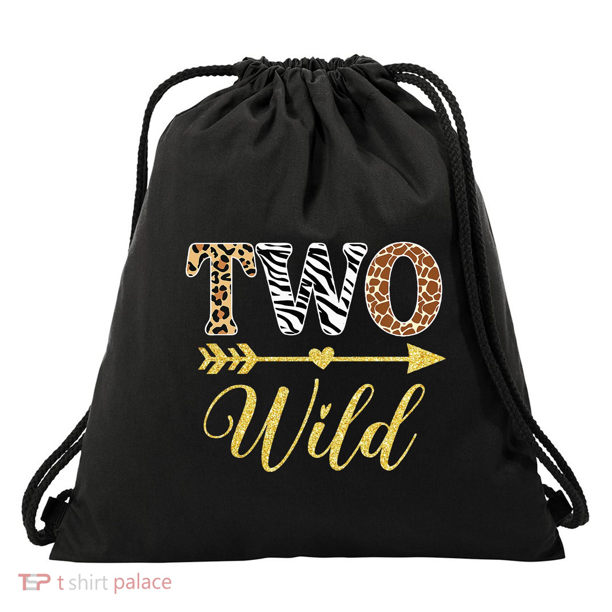 Two Wild Birthday Outfit Zoo Themed 2nd Birthday Drawstring Bag