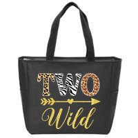 Two Wild Birthday Outfit Zoo Themed 2nd Birthday Zip Tote Bag