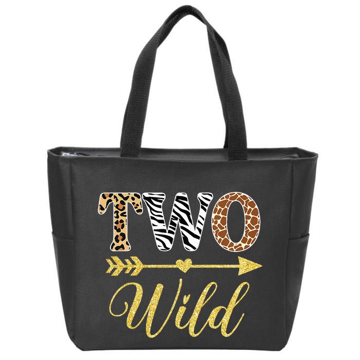 Two Wild Birthday Outfit Zoo Themed 2nd Birthday Zip Tote Bag