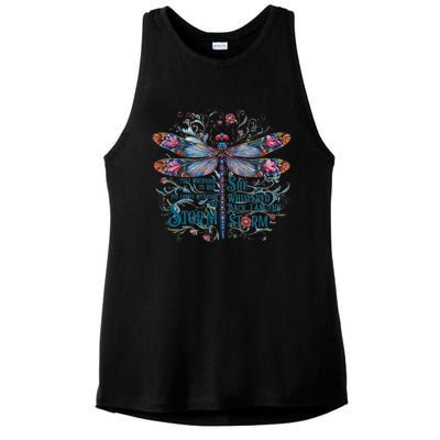 They Whispered Butterfly Dragonfly Pattern Boho Dragonfly Ladies PosiCharge Tri-Blend Wicking Tank