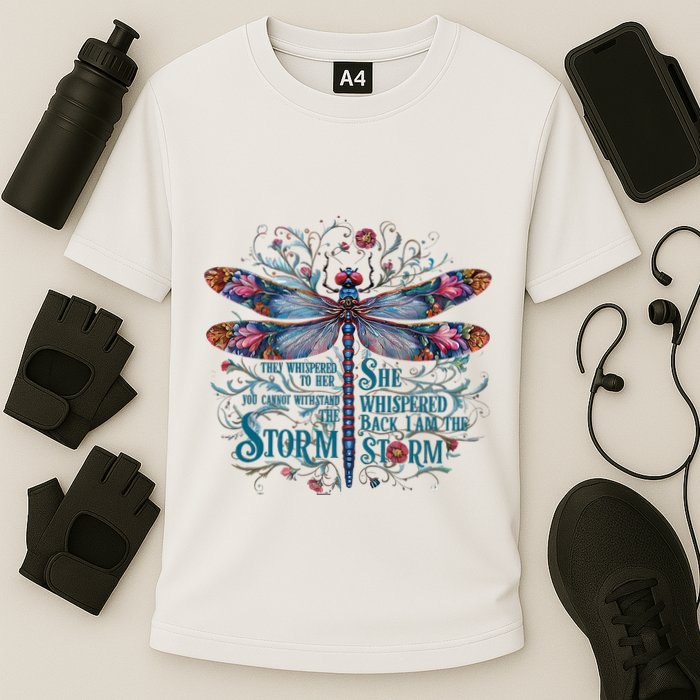 They Whispered Butterfly Dragonfly Pattern Boho Dragonfly Cooling Performance Crew T-Shirt