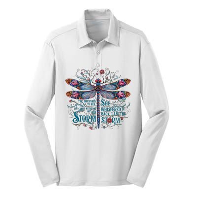 They Whispered Butterfly Dragonfly Pattern Boho Dragonfly Silk Touch Performance Long Sleeve Polo