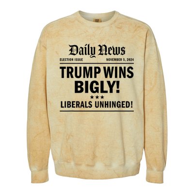 Trump Wins Bigly Headline Trump Wins 2024 Trump Victory Colorblast Crewneck Sweatshirt