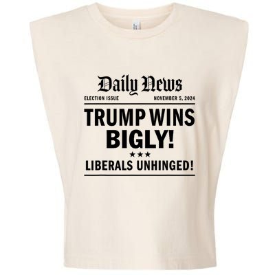 Trump Wins Bigly Headline Trump Wins 2024 Trump Victory Garment-Dyed Women's Muscle Tee