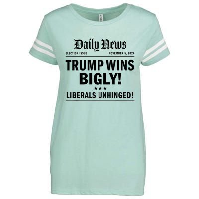 Trump Wins Bigly Headline Trump Wins 2024 Trump Victory Enza Ladies Jersey Football T-Shirt